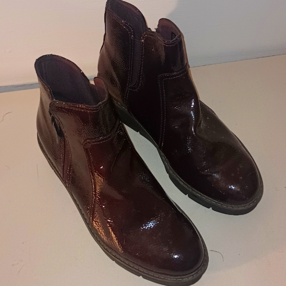 Shiny Burgundy Ankle Boots
